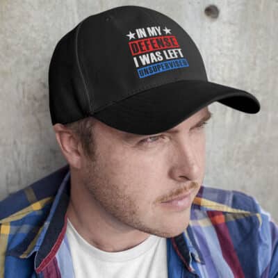 Alternative view of In My Defense I Was Left Unsupervised Political Twill Cap - High-Profile Snapback Hat