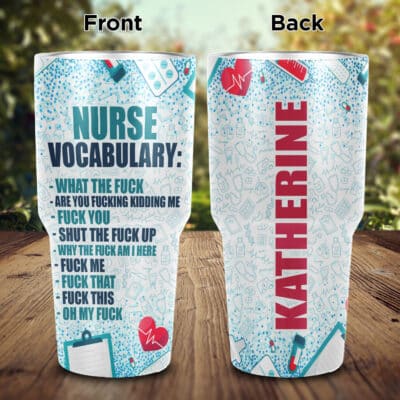 Alternative view of Personalized Nurse Vocabulary At Work Insulated Tumbler Cup With Lid - Funny Nurse Tumbler Gifts