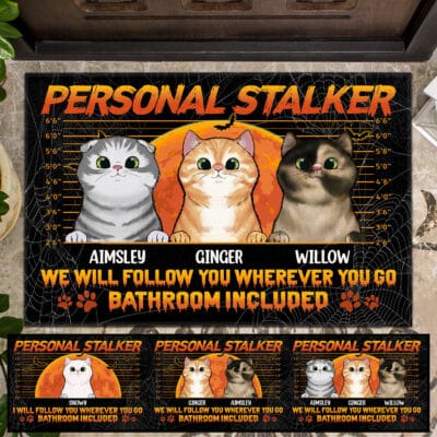 Alternative view of Custom Cat Breeds Personal Stalker I Will Follow You Wherever You Go Halloween House Doormat - Outdoor Doormat