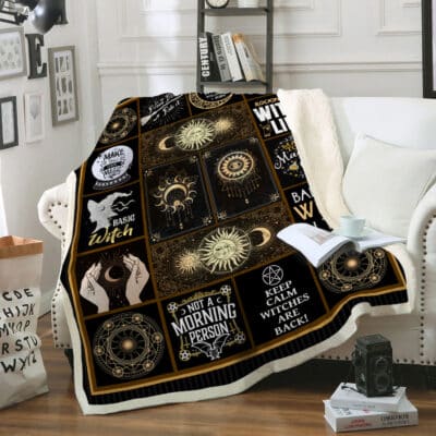Alternative view of Halloween Witch Fleece Blanket - Sherpa Blanket - Woven Blanket - Halloween Gift For Witch Lovers