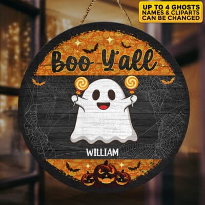 Personalized Halloween Boo Y'all Front Door Decor | Halloween Wreath | Ghost | Halloween Decor | Halloween Door Hanger