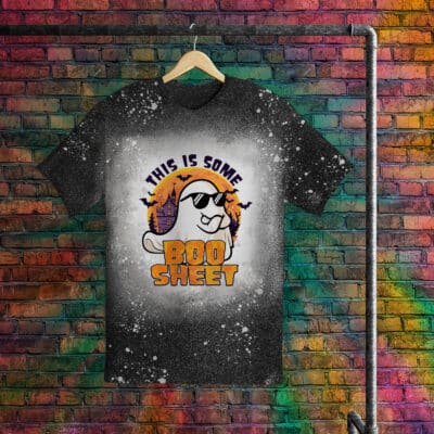 Alternative view of This Is Some Boo Sheet Funny Boo Ghost Halloween Bleached T-Shirt