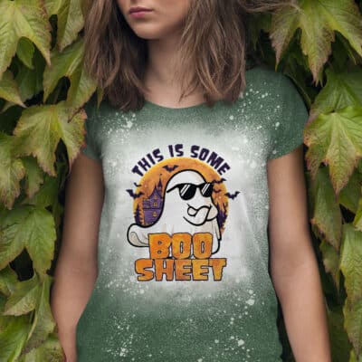 This Is Some Boo Sheet Funny Boo Ghost Halloween Bleached T-Shirt