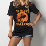 My Broom Can Gallop Funny Witch Riding Horse Halloween T-Shirt - Horse Lover Halloween V-Neck