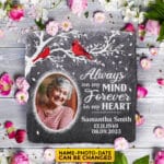 Personalized Always On My Mind Forever In My Heart Cardinal Square Shaped Memorial Stone Plaque