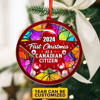 Personalized First Christmas As A Canadian Citizen Holiday Suncatcher Ornament Keepsake - Christmas Ornament