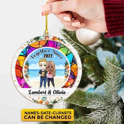 Alternative view of Together Since Personalized Suncatcher Ornament Gift for Husband Wife – Christmas Valentines Gifts for Him Her