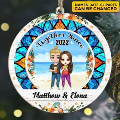 Together Since Personalized Suncatcher Ornament Gift for Husband Wife – Christmas Valentines Gifts for Him Her