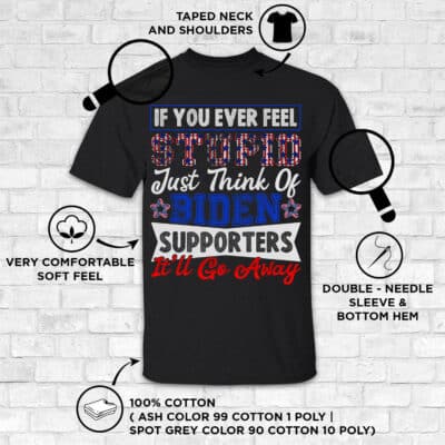 Alternative view of If You Ever Feel Stupid Just Think Of Biden Supporters It'll Go Away Funny Anti Biden T-Shirt