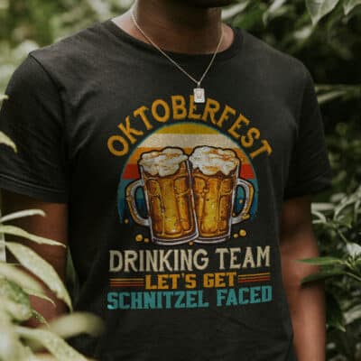 Oktoberfest Drinking Team Let's Get Schnitzel Faced T-Shirt - Funny Oktoberfest German Shirt