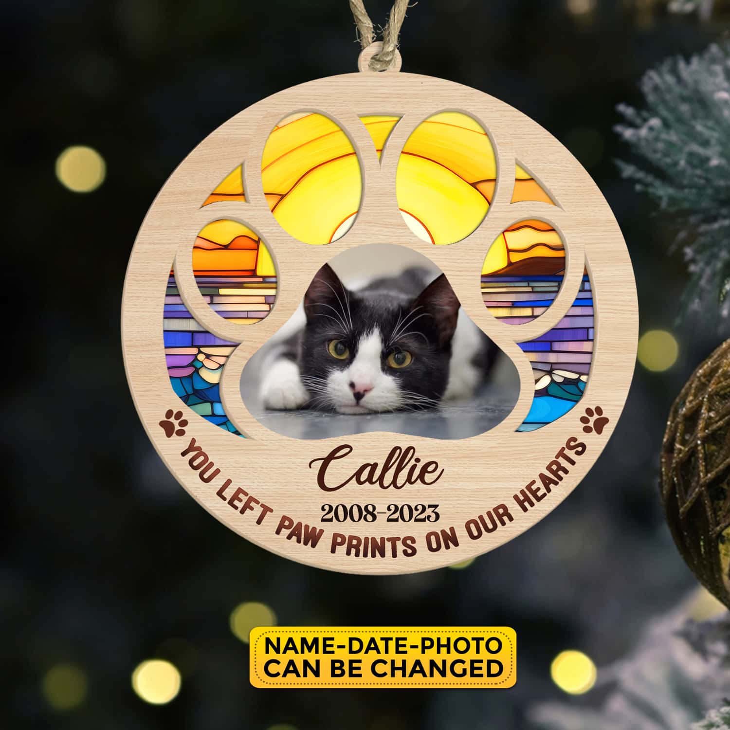 Personalized Cat Memorial Ornament | Cat Memorial Ornament Photo | In Loving Memory Cat Ornament
