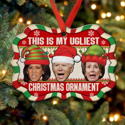 This Is My Ugliest Christmas Ornament Biden Nancy Kamala Benelux Shaped Medallion Christmas Ornament Keepsake