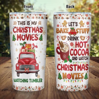This Is My Christmas Movies Watching Tumbler Insulated Tumbler Cup With Lid and Straw