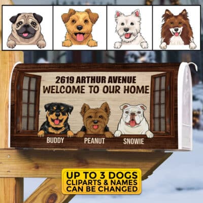 Personalized Dog Breeds Welcome To Our Home Mailbox Cover Magnetic - Dog Lover Decorative Post Letter Box Decor