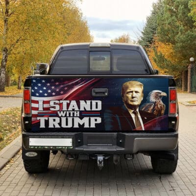 Alternative view of I Stand With Trump 2024 Eagle Truck Tailgate Decal Sticker Wrap - Vinyl Graphic Decal Bumper Sticker