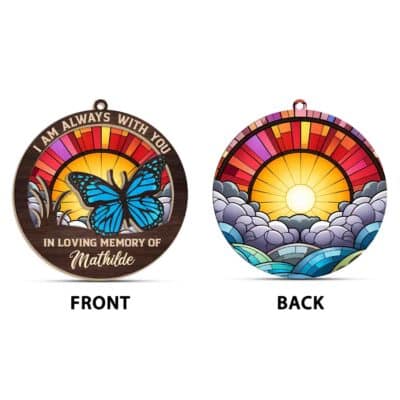 Alternative view of Personalized I Am Always With You In Loving Memory Butterfly Memorial Suncatcher Christmas Ornament Keepsake