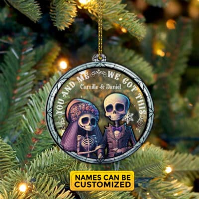Personalized You And I We Got This Skull Couple Transparent Acrylic and Wood Ornament Keepsake