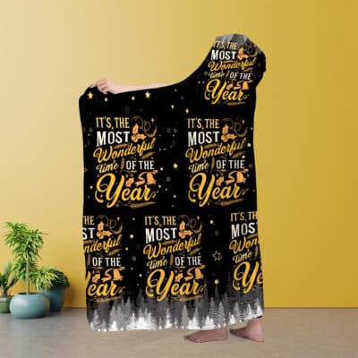 Alternative view of It's The Most Wonderful Time Of The Year Hooded Blanket - Christmas Blanket With Hat
