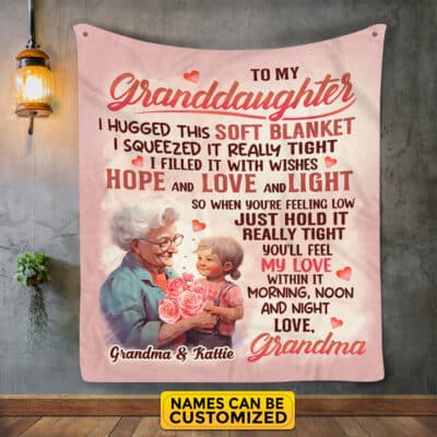 Personalized To My Granddaughter Fleece Blanket and Throws I Hugged This Soft Blanket From Grandma