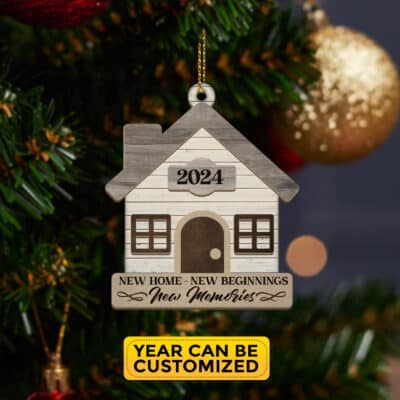 Alternative view of Personalized New Home New Beginnings New Memories 2 Layered Wood Ornament Keepsake