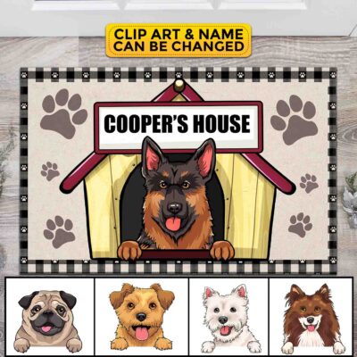 Personalized Welcome to Dog House Doormat, Personalized Dog House Doormat Dog, Doormat - Dog mat, Custom Dog - Cartoon Dog Printing Doormat
