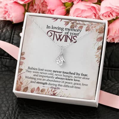 In Memory Of Your Twins Loss Of Twins Love Message Pendant Necklace - Twins Miscarriage Gifts