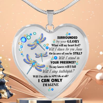 Dragonfly Surrounded by Your Glory What Will My Heart Feel Will I Dance for You Jesus Luxury Heart Pendant Necklace