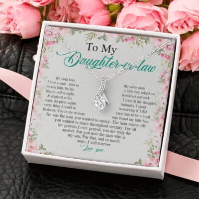 From Mother in Law to My Daughter in Law We Both Love the Same Man Message Card Pendant Necklace