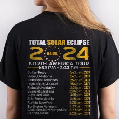 Total Solar Eclipse 2024 North America Tour Print On Back T-Shirt Only - Astronomy Lover Plain Front Shirt