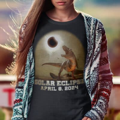 Total Solar Eclipse Dinosaur April 8 2024 T-Shirt - Astronomy Lover Shirt For Kids