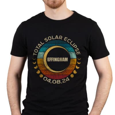 Alternative view of Personalized City Total Solar Eclipse Vintage Retro T-Shirt, Custom Astronomy Lover Gifts