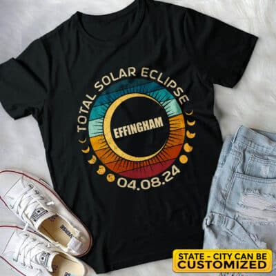 Personalized City Total Solar Eclipse Vintage Retro T-Shirt, Custom Astronomy Lover Gifts