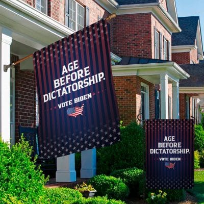 Alternative view of Age Before Dictatorship Vote Biden Outdoor House Flag - Support Biden Home Garden Flag