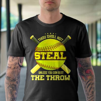 Alternative view of Thou Shall Not Steal Unless You Can Beat The Throw Funny Softball T-Shirt - Youth Shirt For Kids