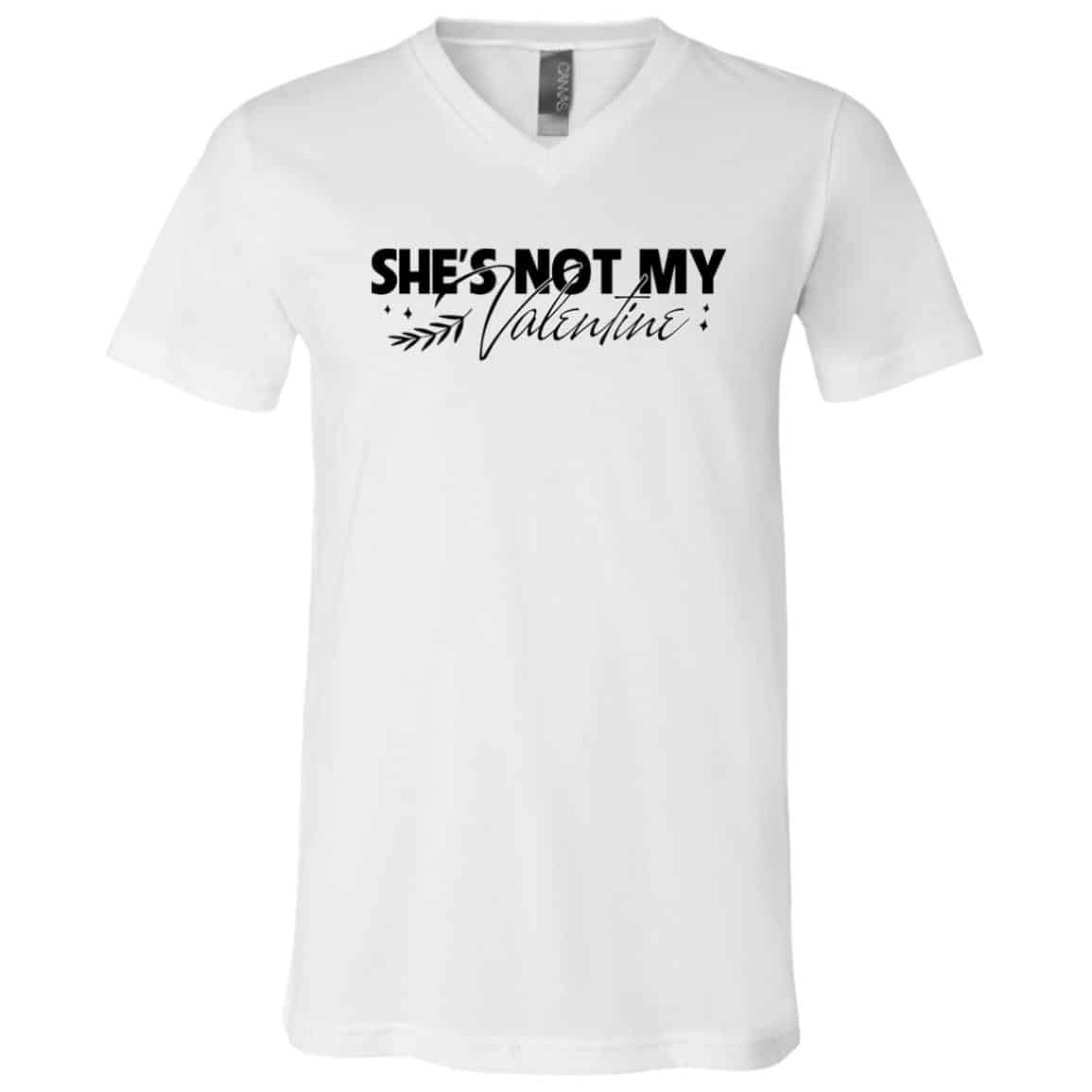 She's Not My Valentine T-Shirt, White, V-Neck T-Shirt