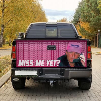 Alternative view of Miss Me Yet Funny Trump Truck Tailgate Decal Sticker Wrap - Trump 2024 Vinyl Graphic Decal Bumper Sticker