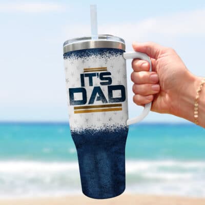 Alternative view of Dad Whenever I Walk Into A Room Everyone Has To Clap Funny Father's Day Insulated Tumbler Cup With Handle and Straw