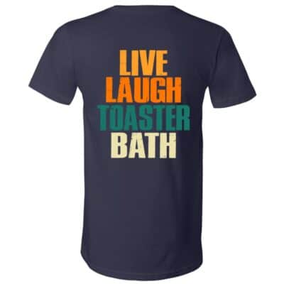 Live Laugh Toaster Bath, Navy, V-Neck T-Shirt