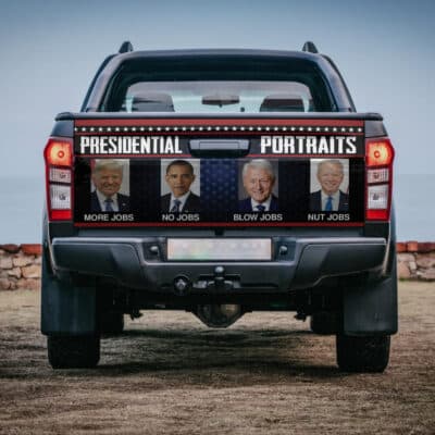 Presidential Portraits More Jobs No Jobs Funny Trump Obama Bill Biden Truck Tailgate Decal Sticker Wrap