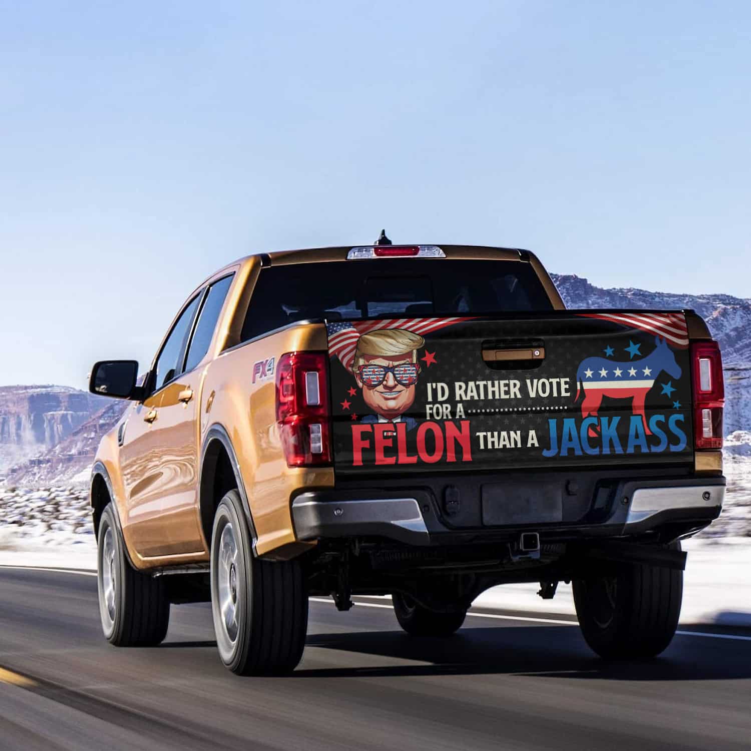 7VT. UU TIEN Vote For A Felon tailgate mk5