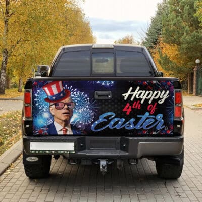Alternative view of Happy 4th Of Easter Funny Biden 4th Of July Truck Tailgate Decal Sticker Wrap - Vinyl Graphic Decal Bumper Sticker