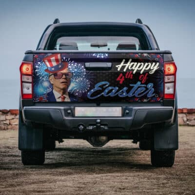 Happy 4th Of Easter Funny Biden 4th Of July Truck Tailgate Decal Sticker Wrap - Vinyl Graphic Decal Bumper Sticker