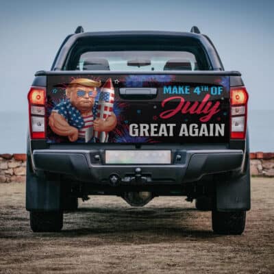 Make 4th of July Great Again Funny Trump Truck Tailgate Decal Sticker Wrap - Vinyl Graphic Decal Bumper Sticker