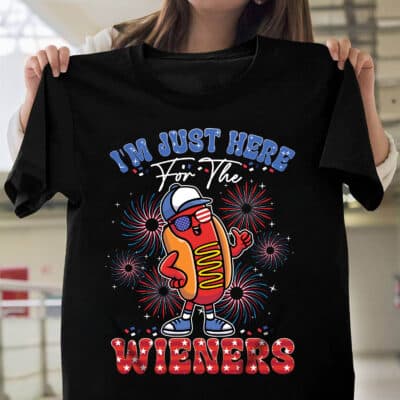 Alternative view of I'm Just Here For The Wieners Funny 4th Of July T-Shirt