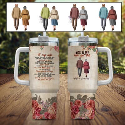 Alternative view of Personalized To My Wife 40oz Tumbler with Handle - Gifts for Wife - Romatic Valentines day gifts for Her - Valentines day gifts for wife