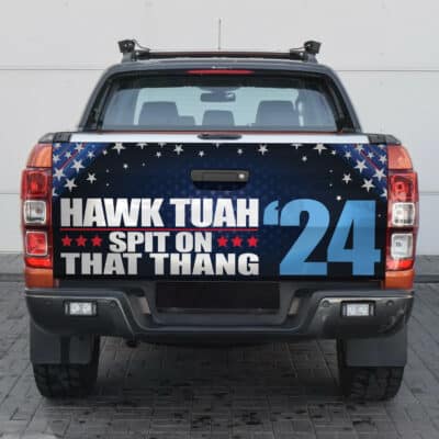 Alternative view of Hawk Tuah 24 Spit On That Thang Funny Political Election Truck Tailgate Decal Sticker Wrap