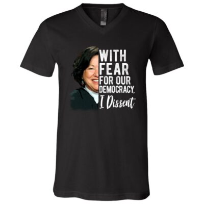 With Fear For Our Democracy I Dissent T Shirt, Black, V-Neck T-Shirt