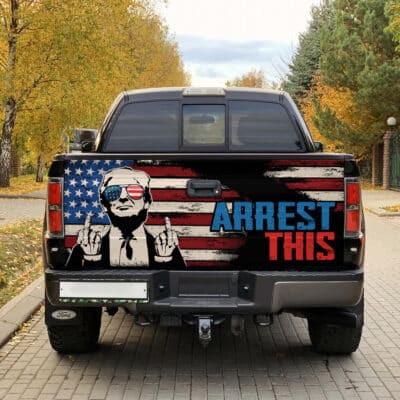 Alternative view of Arrest This Fingers Funny Trump 2024 Election Truck Tailgate Decal Sticker Wrap - Support Trump Tailgate