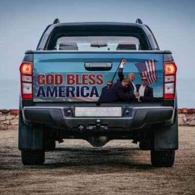 God Bless America Trump 2024 Truck Tailgate Decal Sticker Wrap - Vinyl Graphic Decal Bumper Sticker