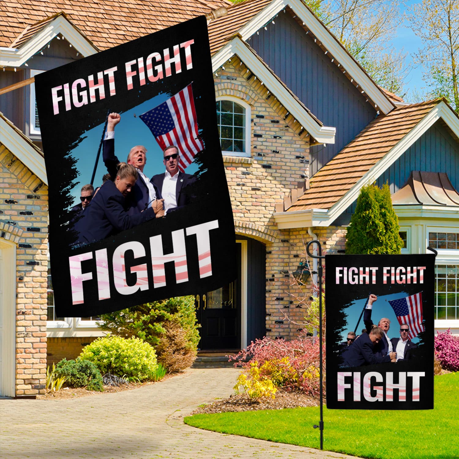 8VT. Trump Fight Fight Fight flag mk2